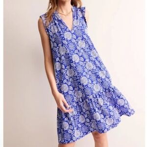 Boden Daisy Jersey Short Tiered Blue Dress SIZE 4